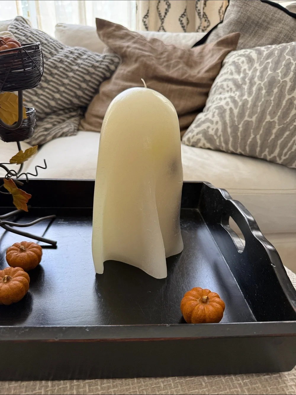 Retired Pottery Barn Frosted White Ghost candle